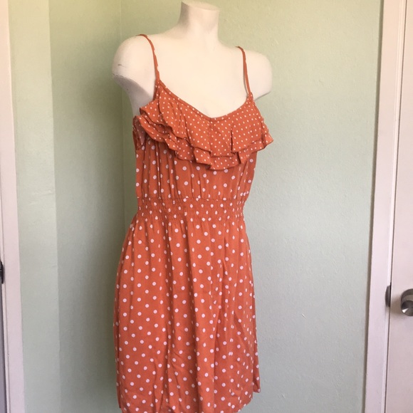 Elle Dresses & Skirts - Large Burnt Orange Polka Dot Sundress